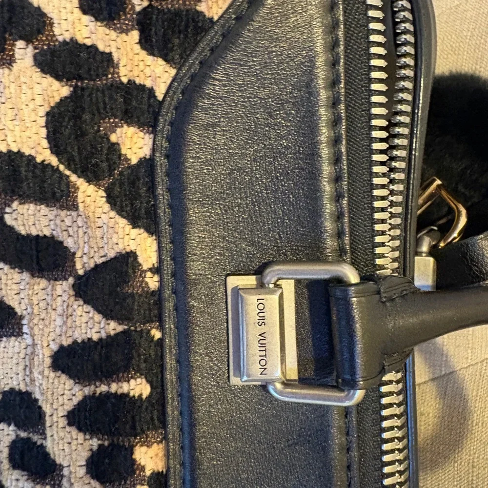 Louis Vuitton Leopard Print Satchel with Black Accents